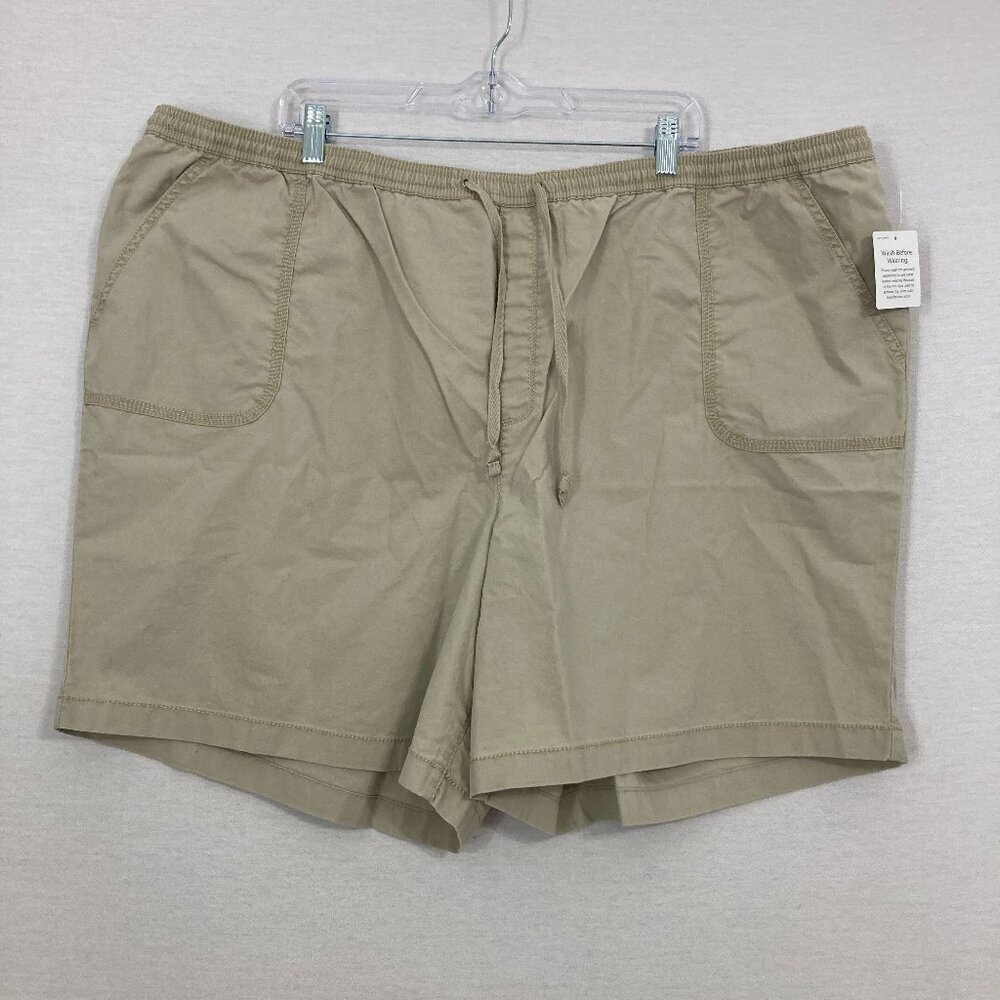 New‎ L.L. Bean Women's Cream Tan Classic Fit Drawstring Pull-on Shorts size 26W